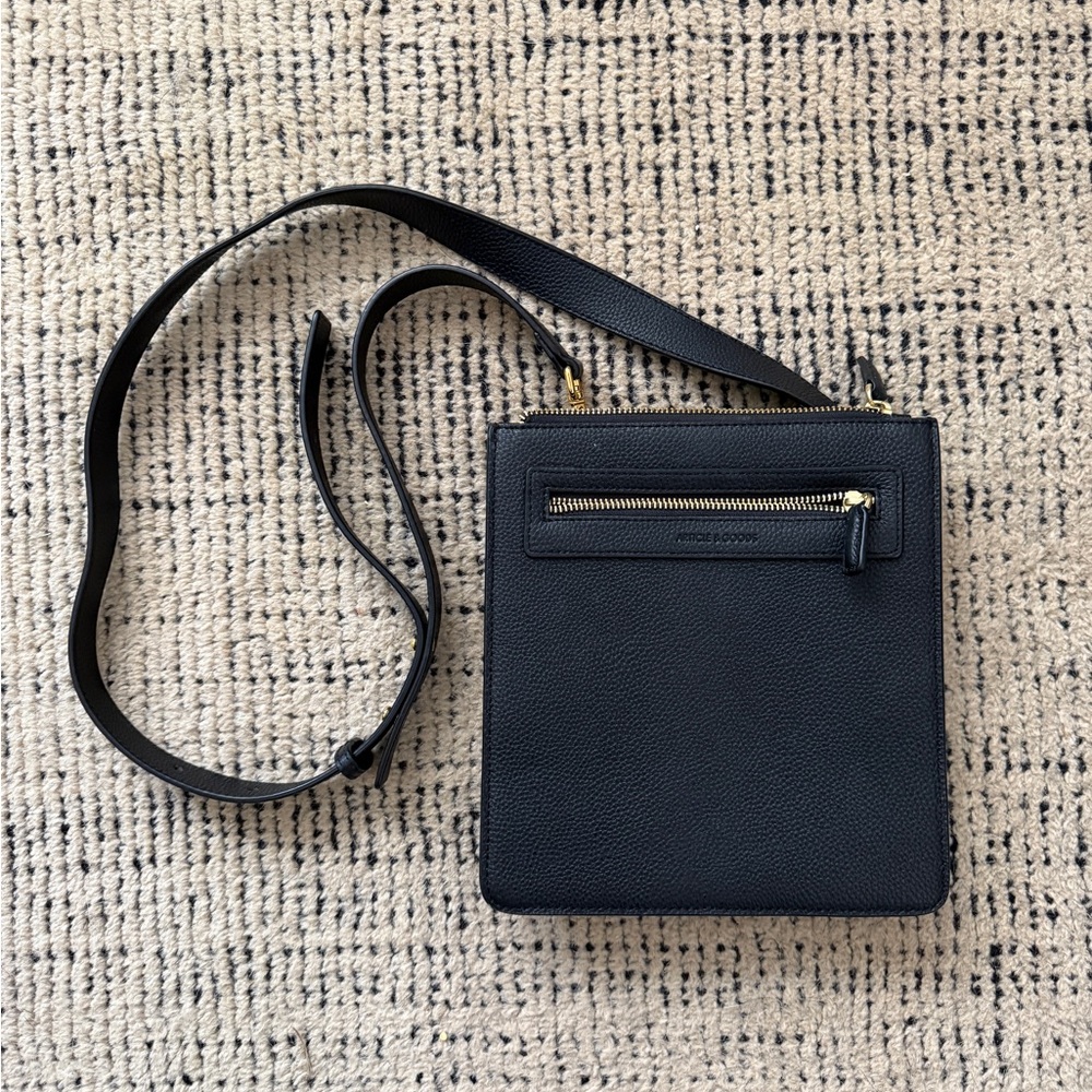Structured Black Leather Crossbody Bag